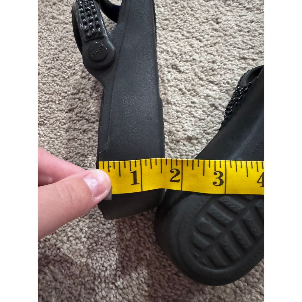 Crocs Patricia Diamante Black Studded Slip On Sandals Womens Size 8 Triple Strap - Picture 10 of 12